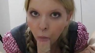 Teen bimbo with nose piercing blows thick shaft in POV Thumbnail