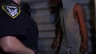 Two cock hungry female police officers sucks huge black dick and one takes it in her pussy Thumbnail