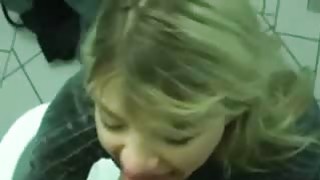 Public restroom blowjob from a local slut Thumbnail