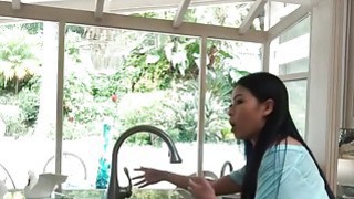 Petite Asian fucks plumbers big cock in kitchen Thumbnail