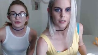 Blonde and redhead teen lesbian camgirls posing on webcam Thumbnail
