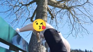 Swiss teen bunny plays with dildo outdoor - solo masturbation dirty talk Thumbnail