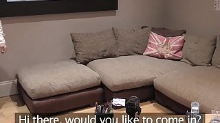 Brunette in stockings sucks balls in casting Thumbnail